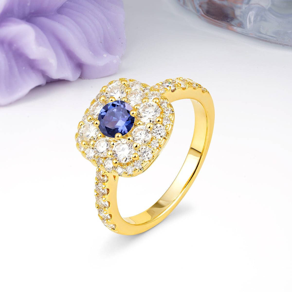 Luxurious and Unique 4 Prong Round Cut Tanzanite Engagement Ring - Additional view