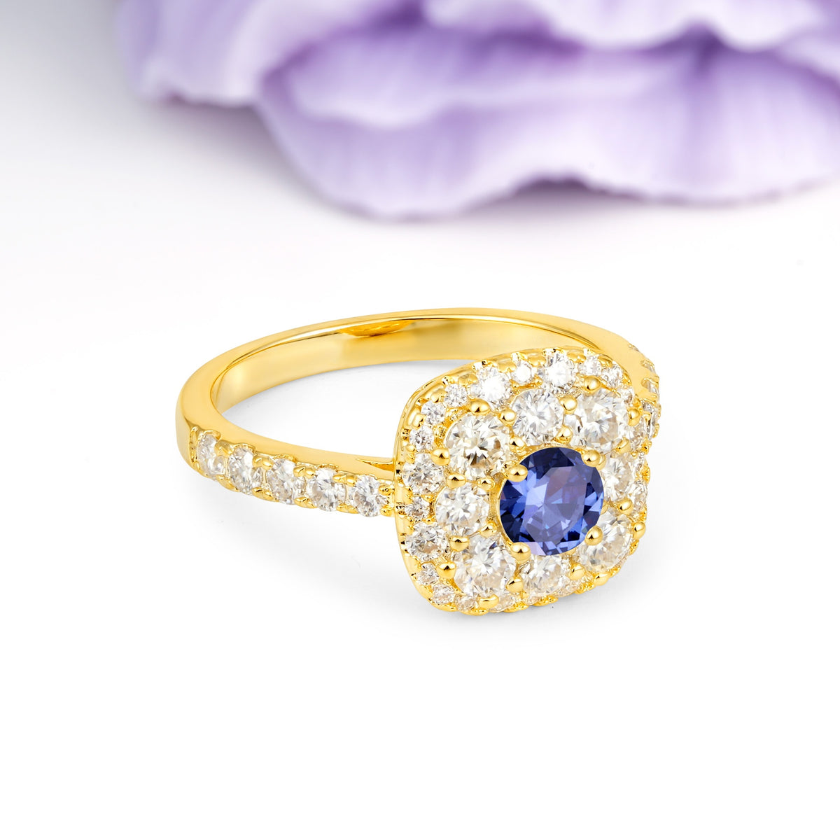 Luxurious and Unique 4 Prong Round Cut Tanzanite Engagement Ring - Additional view