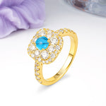Luxurious and Unique 4 Prong Round Cut Turquoise Engagement Ring - Additional view