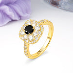 Luxurious and Unique 4 Prong Round Cut Black Onyx Engagement Ring - Additional view