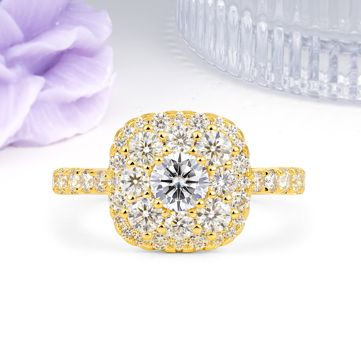 Luxurious and Unique 4 Prong Round Cut Lab Diamond Engagement Ring - Additional view