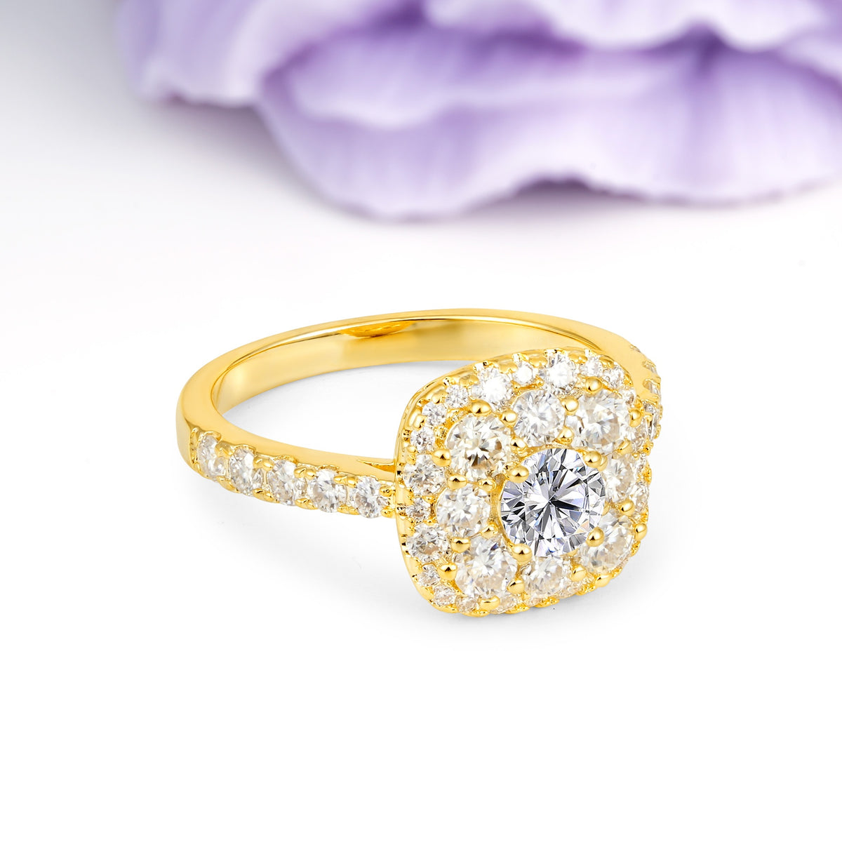 Luxurious and Unique 4 Prong Round Cut Lab Diamond Engagement Ring - Additional view