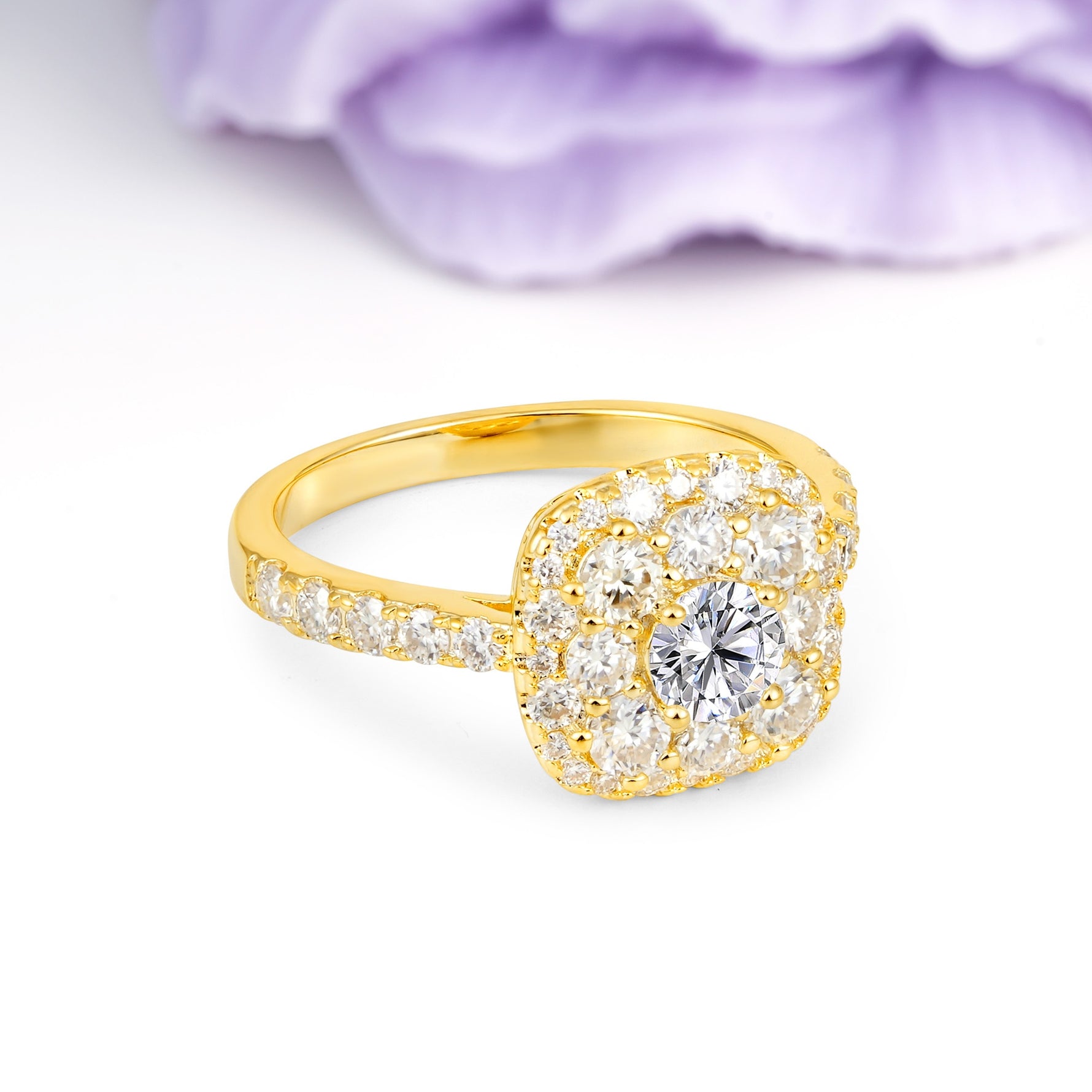 Luxurious and Unique 4 Prong Round Cut Lab Diamond Engagement Ring - Additional view
