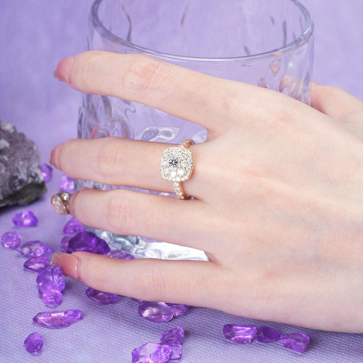 Luxurious and Unique 4 Prong Round Cut Lab Diamond Engagement Ring