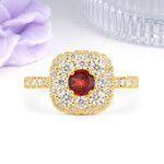 Luxurious and Unique 4 Prong Round Cut Garnet Engagement Ring - Additional view