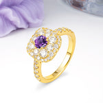 Luxurious and Unique 4 Prong Round Cut Amethyst Engagement Ring - Additional view