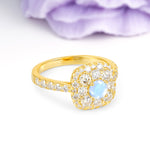 Luxurious and Unique 4 Prong Round Cut Moonstone Engagement Ring - Additional view
