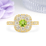 Luxurious and Unique 4 Prong Round Cut Peridot Engagement Ring - Additional view