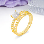 Luxurious Double-Row Diamond, Unique 4-Prong Princess Cut Moissanite Engagement Ring - Additional view