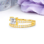 Luxurious Double-Row Diamond, Unique 4-Prong Princess Cut Lab Diamond Engagement Ring - Additional view