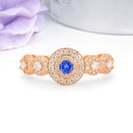 Luxurious Unique 4-Prong Round Cut Sapphire Engagement Ring - Additional view