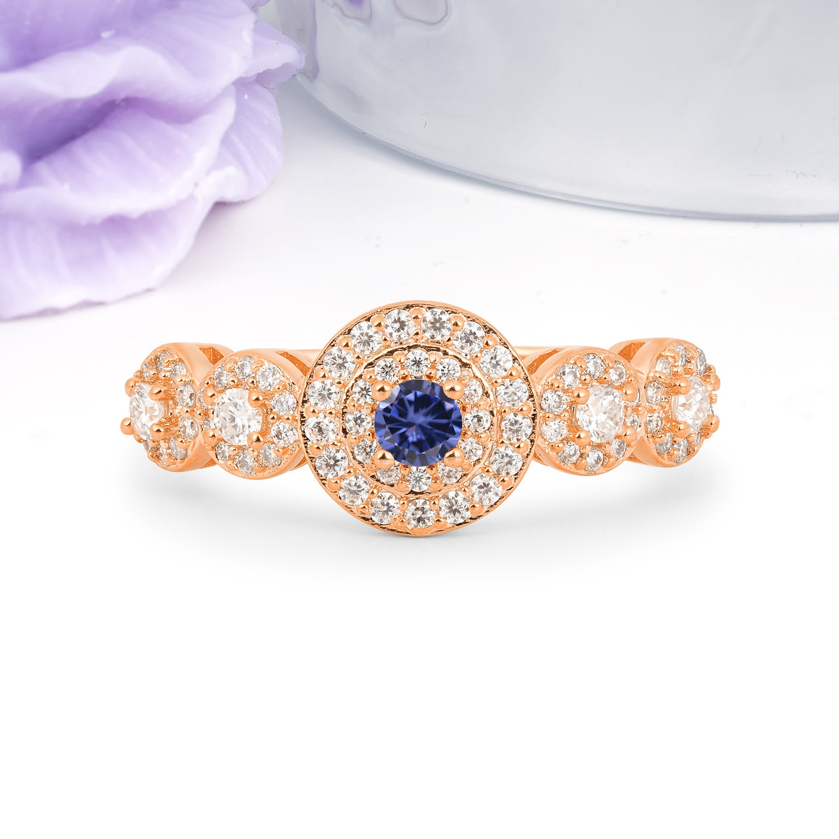 Luxurious Unique 4-Prong Round Cut Tanzanite Engagement Ring - Additional view