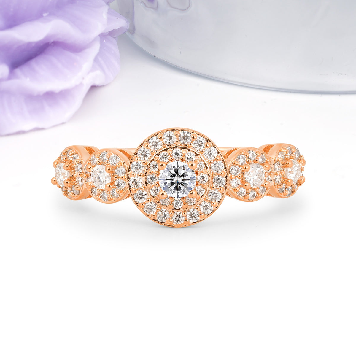 Luxurious Unique 4-Prong Round Cut Lab Diamond Engagement Ring - Additional view