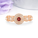 Luxurious Unique 4-Prong Round Cut Garnet Engagement Ring - Additional view