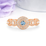 Luxurious Unique 4-Prong Round Cut Aquamarine Engagement Ring - Additional view