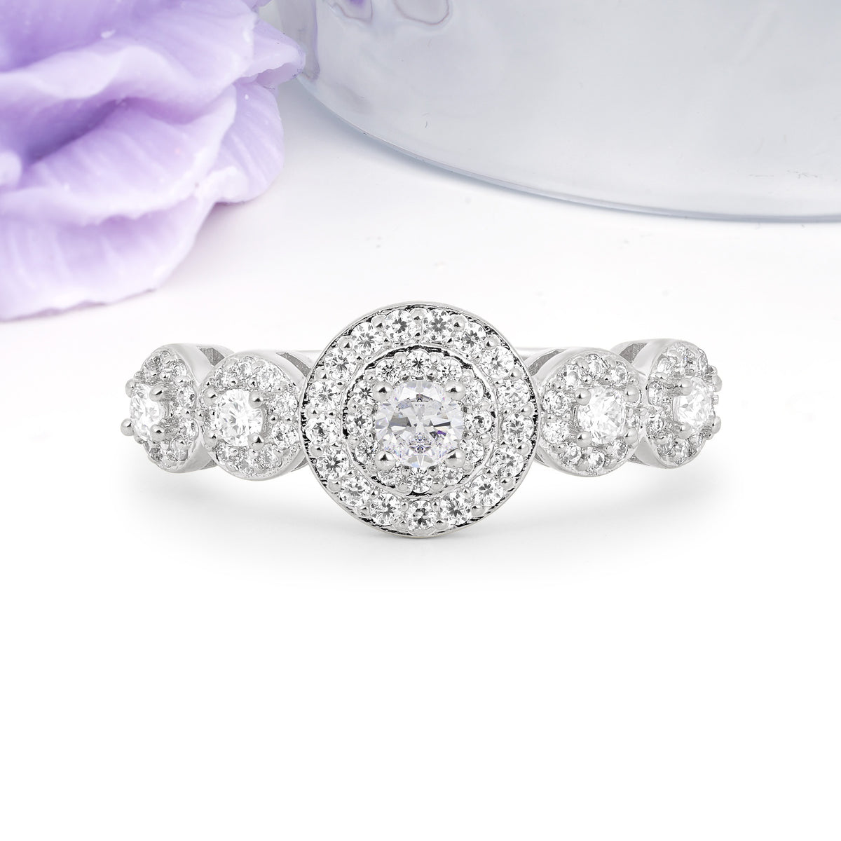 Luxurious Unique 4-Prong Round Cut Moissanite Engagement Ring - Additional view