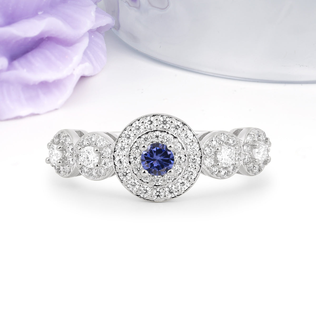 Luxurious Unique 4-Prong Round Cut Tanzanite Engagement Ring - Additional view