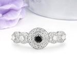Luxurious Unique 4-Prong Round Cut Black Onyx Engagement Ring - Additional view