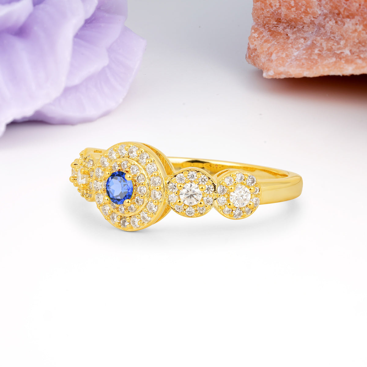 Luxurious Unique 4-Prong Round Cut Sapphire Engagement Ring - Additional view