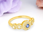 Luxurious Unique 4-Prong Round Cut Sapphire Engagement Ring - Additional view