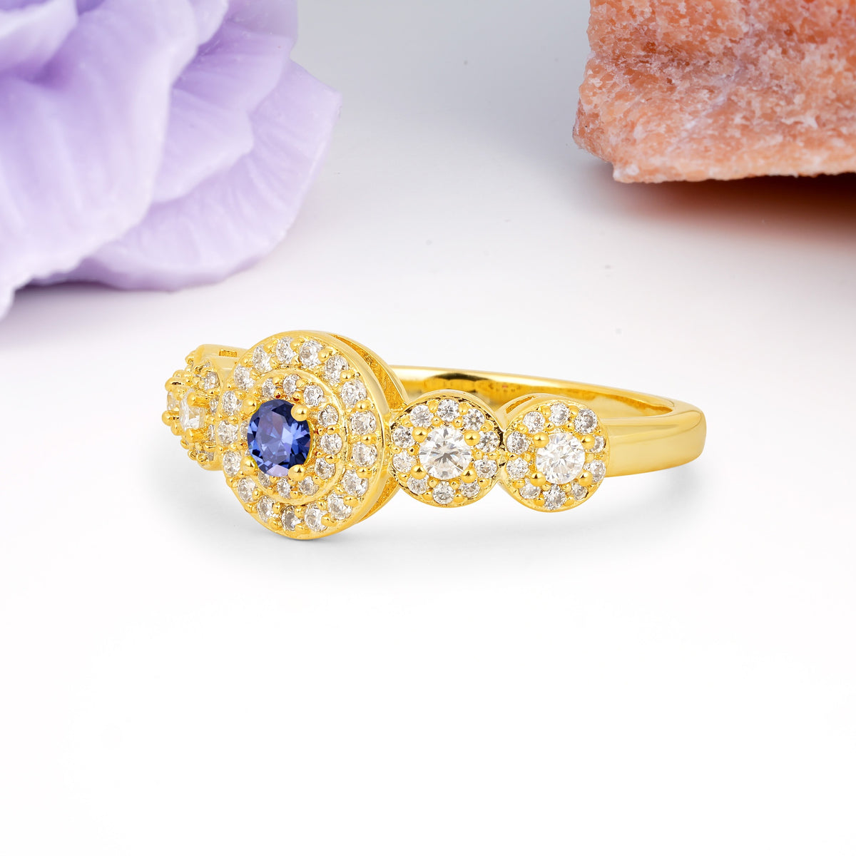 Luxurious Unique 4-Prong Round Cut Tanzanite Engagement Ring - Additional view