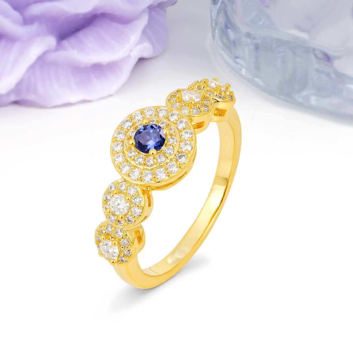 Luxurious Unique 4-Prong Round Cut Tanzanite Engagement Ring - Additional view