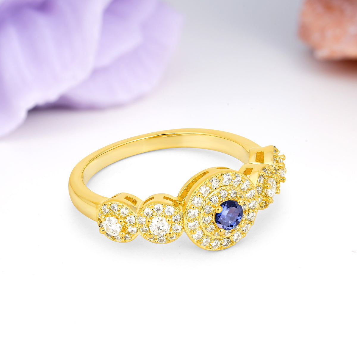 Luxurious Unique 4-Prong Round Cut Tanzanite Engagement Ring - Additional view