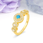 Luxurious Unique 4-Prong Round Cut Turquoise Engagement Ring - Additional view
