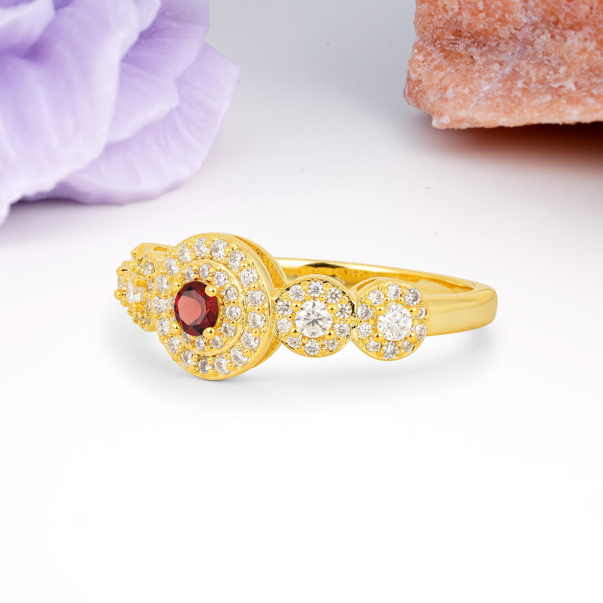 Luxurious Unique 4-Prong Round Cut Garnet Engagement Ring - Additional view