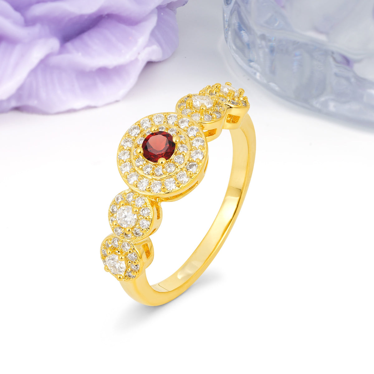 Luxurious Unique 4-Prong Round Cut Garnet Engagement Ring - Additional view