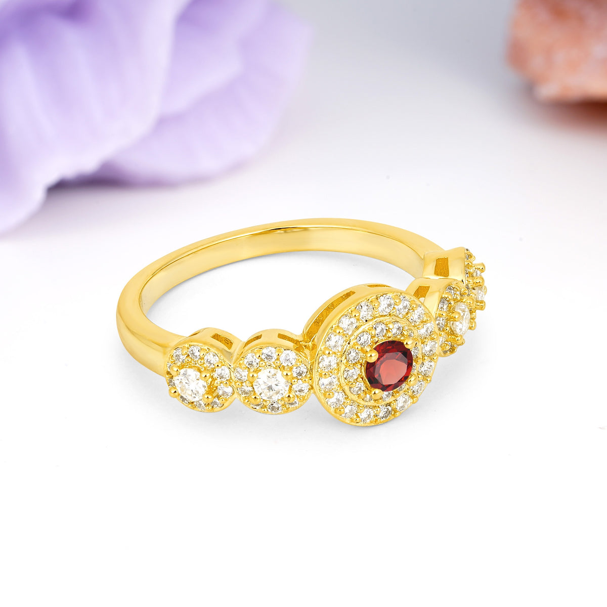 Luxurious Unique 4-Prong Round Cut Garnet Engagement Ring - Additional view
