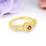 Luxurious Unique 4-Prong Round Cut Garnet Engagement Ring - Additional view