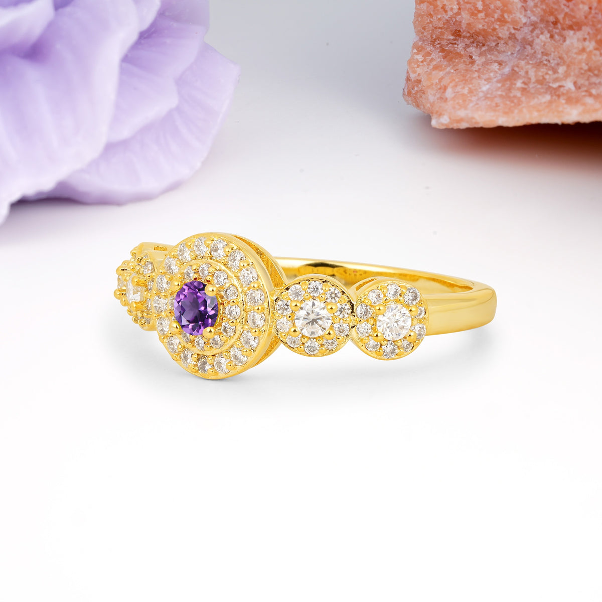 Luxurious Unique 4-Prong Round Cut Amethyst Engagement Ring - Additional view