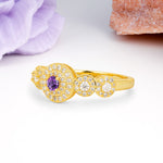 Luxurious Unique 4-Prong Round Cut Amethyst Engagement Ring - Additional view