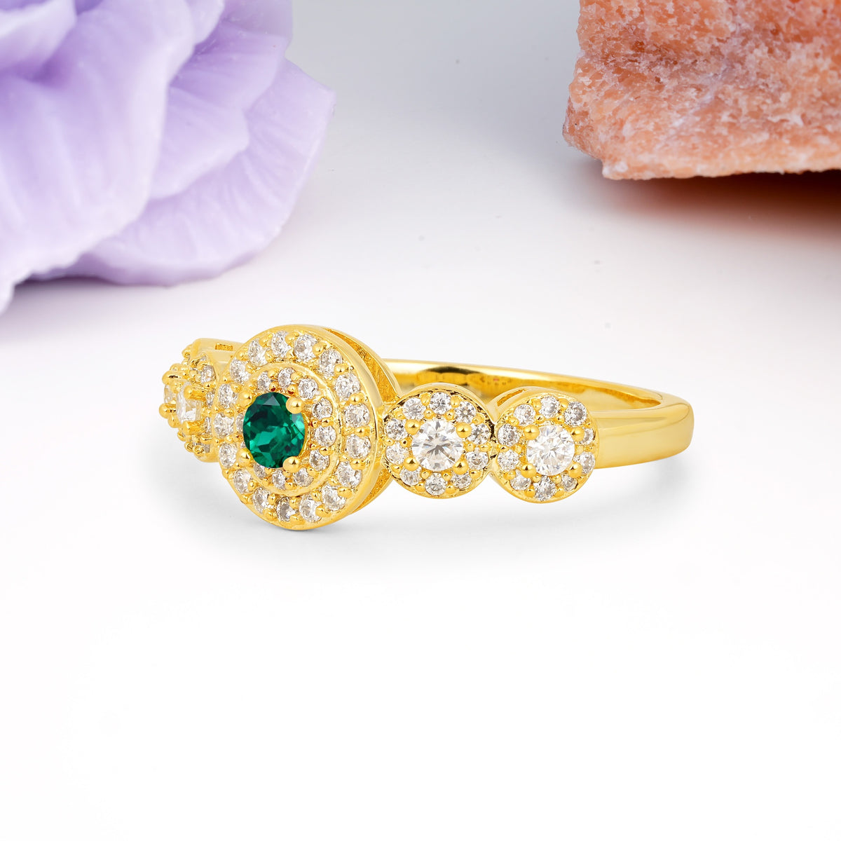 Luxurious Unique 4-Prong Round Cut Emerald Engagement Ring - Additional view