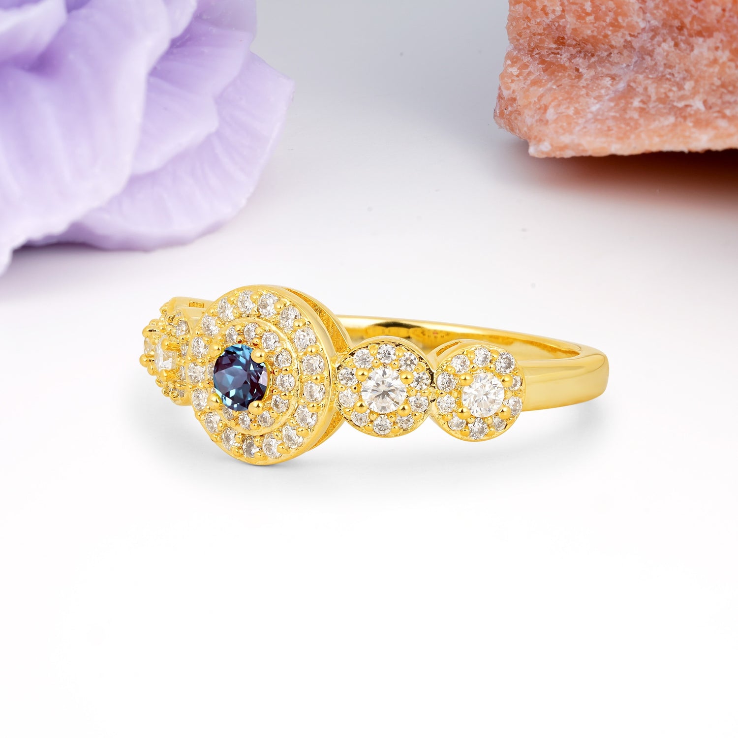 Luxurious Unique 4-Prong Round Cut Alexandrite Engagement Ring - Additional view