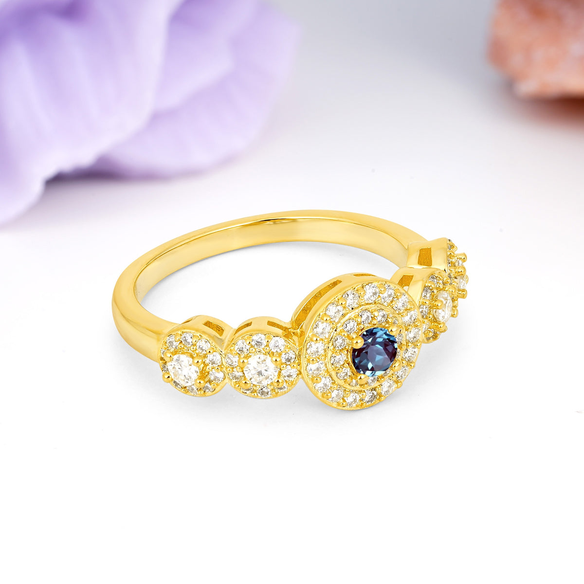 Luxurious Unique 4-Prong Round Cut Alexandrite Engagement Ring - Additional view