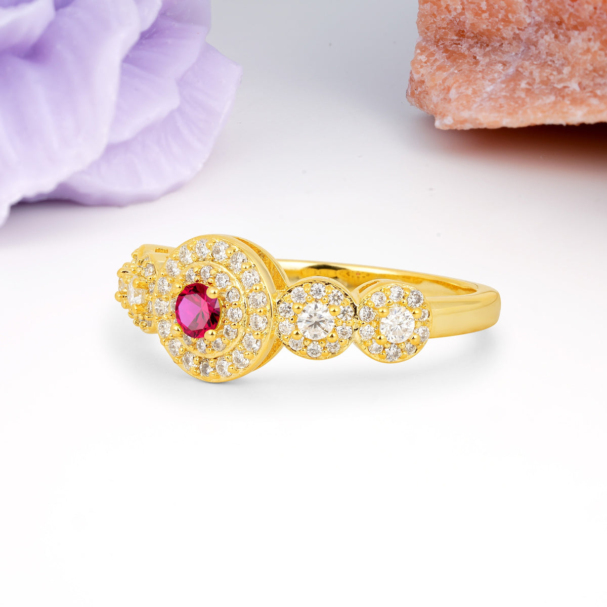 Luxurious Unique 4-Prong Round Cut Ruby Engagement Ring - Additional view