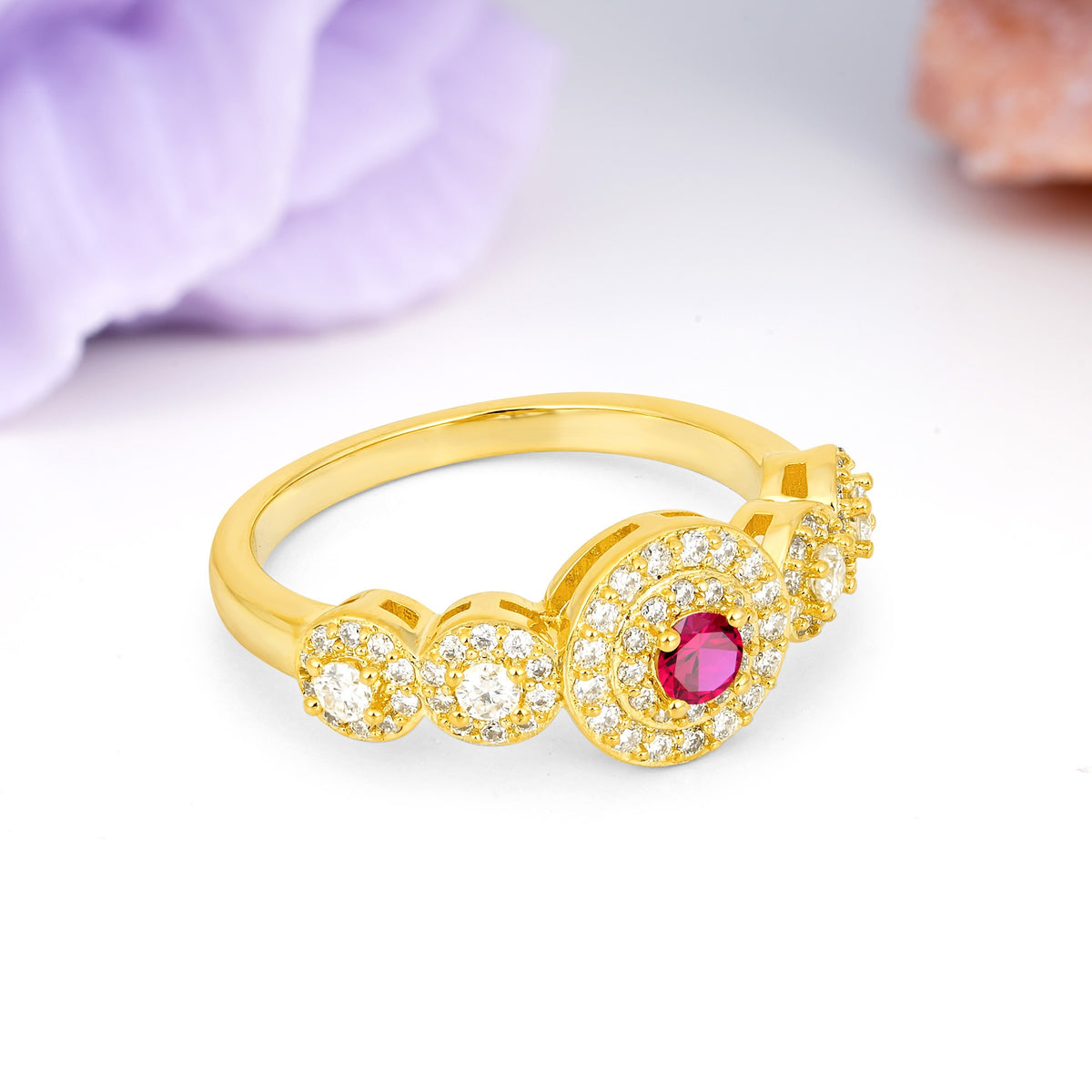 Luxurious Unique 4-Prong Round Cut Ruby Engagement Ring - Additional view