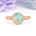 Classic Luxury Inset Round Cut Fire Opal Engagement Ring - Additional view