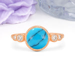 Classic Luxury Inset Round Cut Turquoise Engagement Ring - Additional view