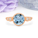Classic Luxury Inset Round Cut Aquamarine Engagement Ring - Additional view