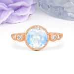Classic Luxury Inset Round Cut Moonstone Engagement Ring - Additional view