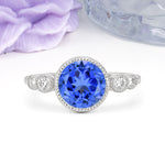Classic Luxury Inset Round Cut Sapphire Engagement Ring - Additional view