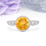Classic Luxury Inset Round Cut Citrine Engagement Ring - Additional view