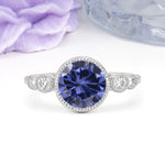 Classic Luxury Inset Round Cut Tanzanite Engagement Ring - Additional view