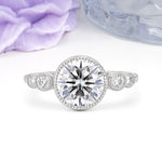 Classic Luxury Inset Round Cut Lab Diamond Engagement Ring - Additional view