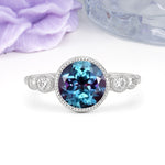 Classic Luxury Inset Round Cut Alexandrite Engagement Ring - Additional view