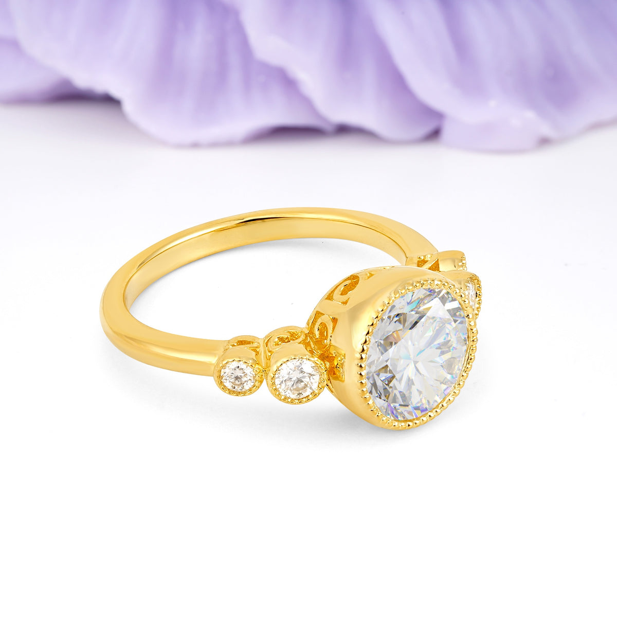 Classic Luxury Inset Round Cut Moissanite Engagement Ring - Additional view