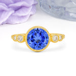 Classic Luxury Inset Round Cut Sapphire Engagement Ring - Additional view